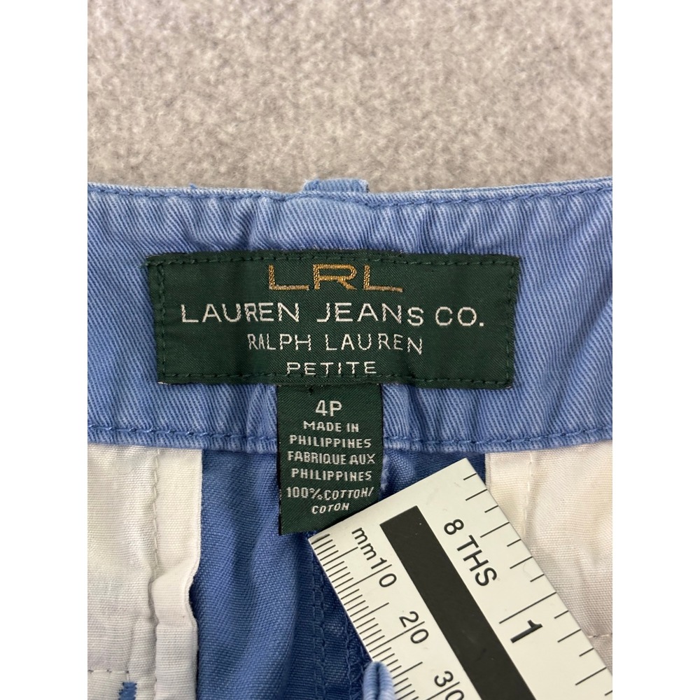 Lauren Ralph Lauren Blue Chino Shorts Womens 4P Petite Cotton Twill Preppy LRL - Picture 6 of 6